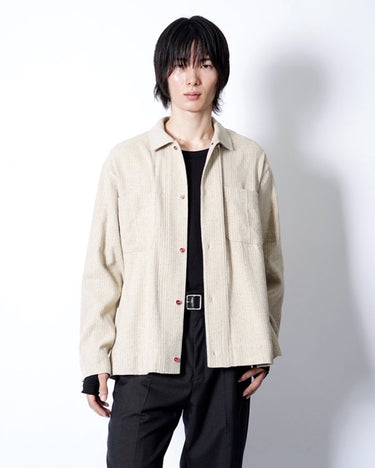【AVIVA JIFEI XUE】<br>BOXY SHIRT (W/CERAMIC BUTTON) -HEMP/SILK FABRIC-