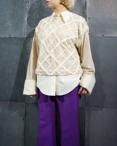 【KOTONA】<br>アーガイルメッシュニット