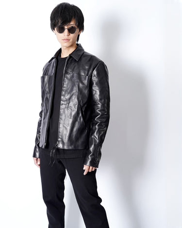【m.a+】<br>ZIPPED TRUCKER JACKET W/SILVER CROSSES