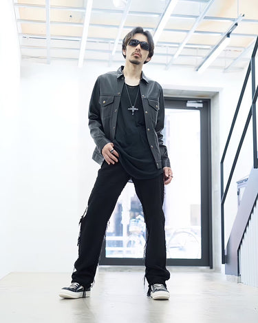 【blackmeans】<br>COW LEATHER<br>TRUCKER JACKET