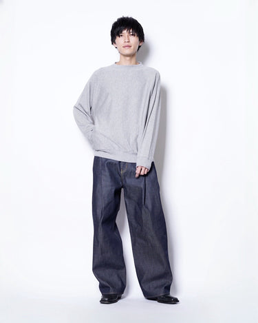 【BATONER】<br>VELVET PILE CREW NECK HEATHER GREY