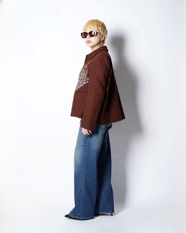 【VIVIANO】<br>Pli Creux Jacket -Rose Cross Stitch-