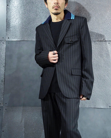 【BOTTER】<br>KNITTED COLLAR<br>BLAZER<br>-PINSTRIPE-