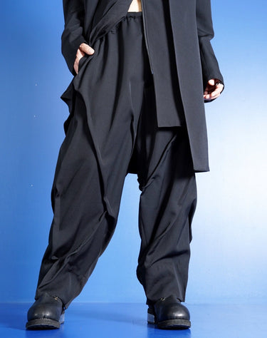 【Yohji Yamamoto POUR HOMME】<br>WOOL GABARDINE RANDOM TUCK PANTS