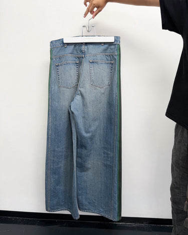 27SS予約受付中<br>【JUNYA WATANABE MAN】<br>× Needles SIDE LINE DENIM PANTS