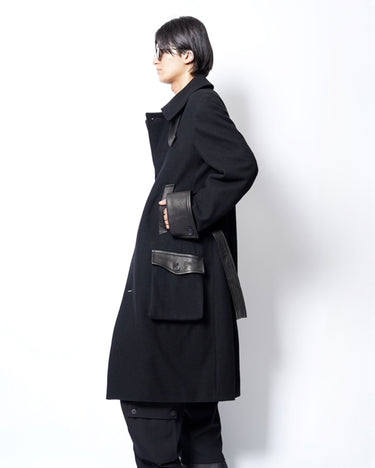 【Yohji Yamamoto POUR HOMME】<br>FLANNEL BELTED ARMY 6B COAT