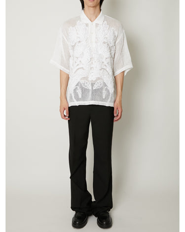 【TAAKK】<br>MESH EMBROIDERY POLO SHIRTS