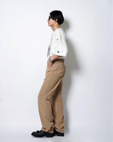[MM6]<br>Synthetic Leather<br>Knee TUCK PANTS