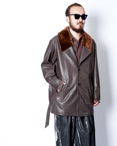 【ANTHEM A】<br>LAMB LEATHER MOUTON COLLAR COAT