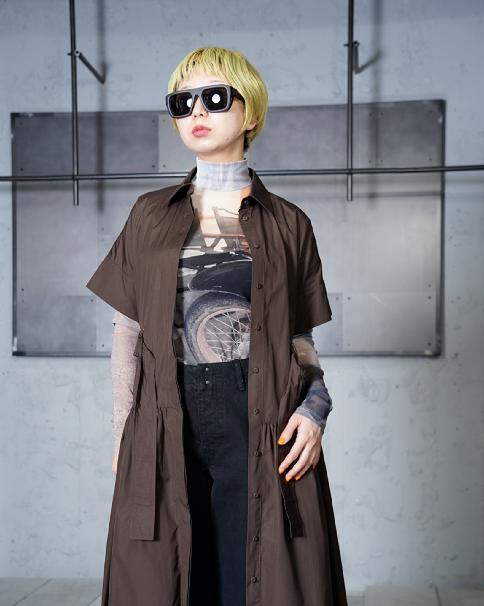 YOHEI OHNO WOMEN HIGH NECK MESH TOP yohei ohno シアー YOHEI OHNO WOMEN HIGH NECK MESH TOP yohei ohno シアー