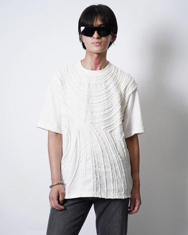 【TAAKK】<br>TAPE EMBROIDERED T-SHIRT
