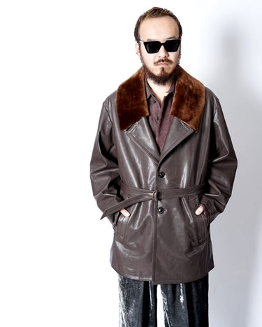 【ANTHEM A】<br>LAMB LEATHER MOUTON COLLAR COAT