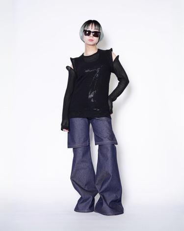 【JUNYA WATANABE】<br>SHOULDER SLIT LONG SLEEVE TEE -MESH-