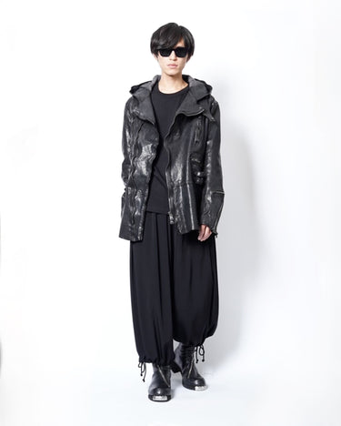 【Yohji Yamamoto POUR HOMME】<br>× BACKLASH<br>LEATHER HOODED RIDERS JACKET
