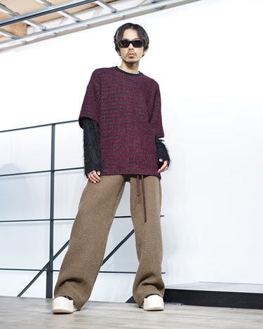 【SONG FOR THE MUTE】<br>WIDE LEG PANT<br>-MELTON HOUNDSTOOTH-