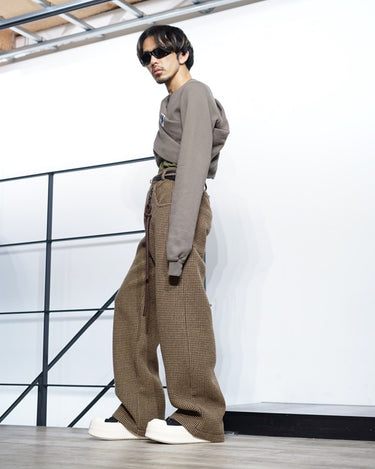 【SONG FOR THE MUTE】<br>WIDE LEG PANT<br>-MELTON HOUNDSTOOTH-