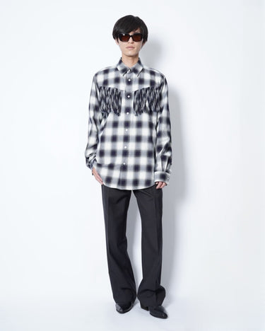【TOGA ARCHIVES】<br>OMBRE CHECK FRINGE SHIRT