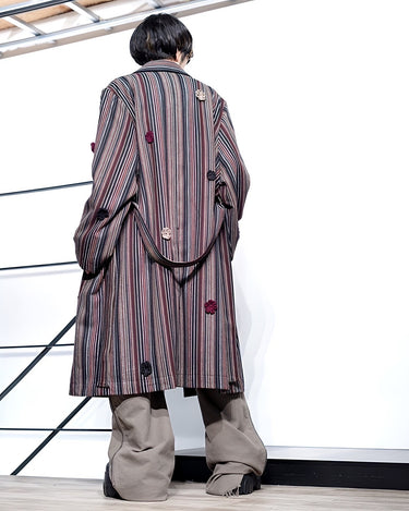 【SONG FOR THE MUTE】<br>"DAISY" MAC COAT<br>-STRIPED WOOL-