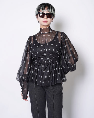 【VIVIANO】<br>A POIS TULLE CHEMISETTE