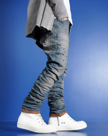 [BORIS BIDJAN SABERI]<br>"P13" FKU100002<br>DENIM PANTS<br>ACID DYED<br>RIPPED BODY MOLDED