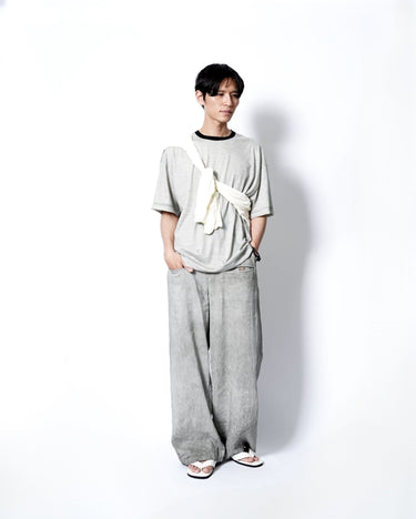 イベント期間限定アイテム<br>(6月27日～7月5日まで)<br>【KANEMASA PHIL】<br>32G Wool Stripe SS Tee (BEIGE)