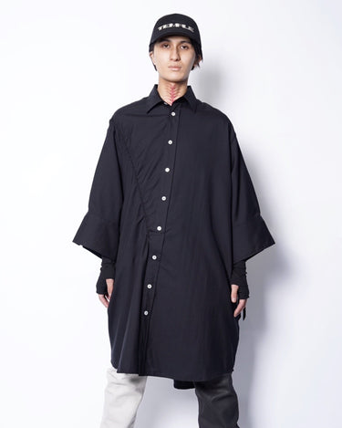 【MARINA YEE】<br>"M.Y. TWISTER L Draped long shirt -WOOL-