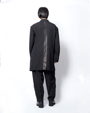 【Yohji Yamamoto POUR HOMME】<br>ARMY GABARDINE LEATHER SWITCHING FASTNER JACKET
