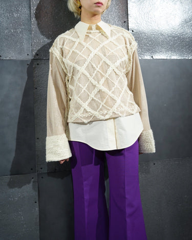 【KOTONA】<br>アーガイルメッシュニット