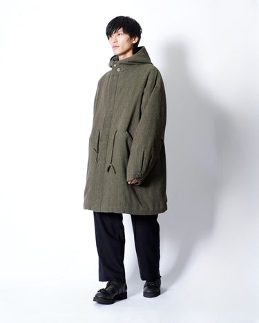 【AVIVA JIFEI XUE】<br>Amanojak. EDITION<br>SOFT HOODED PARKA (W/CERAMIC BUTTON) -YAK/LINEN/COTTON FABRIC-