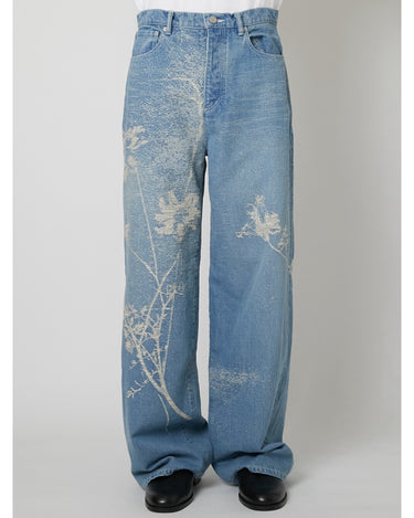 27SS予約受付中<br>【TAAKK】<br>FLOWER DENIM Jacquard Denim Wide Pants