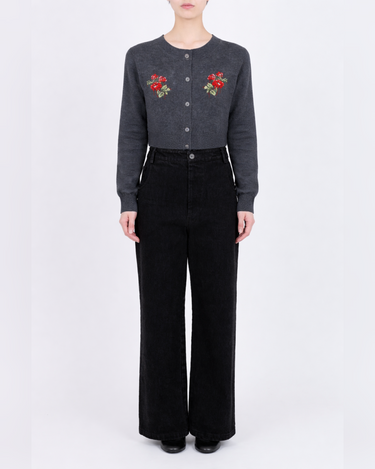 26AW予約受付中<br>【VIVIANO】<br>Rose Hand Broderie Polo Cardigan