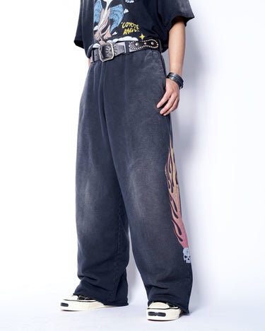 【KAMIYA】<br>"Skull Flame" Sweat PANTS