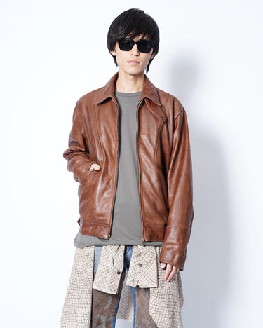 【ANTHEM A】<br>UNEVEN SHEEP LEATHER ZIP BLOUSON
