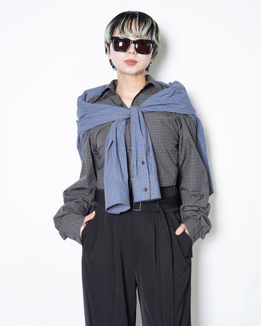 【INSCRIRE】<br>Cotton Check Layered Shirt (UNISEX)