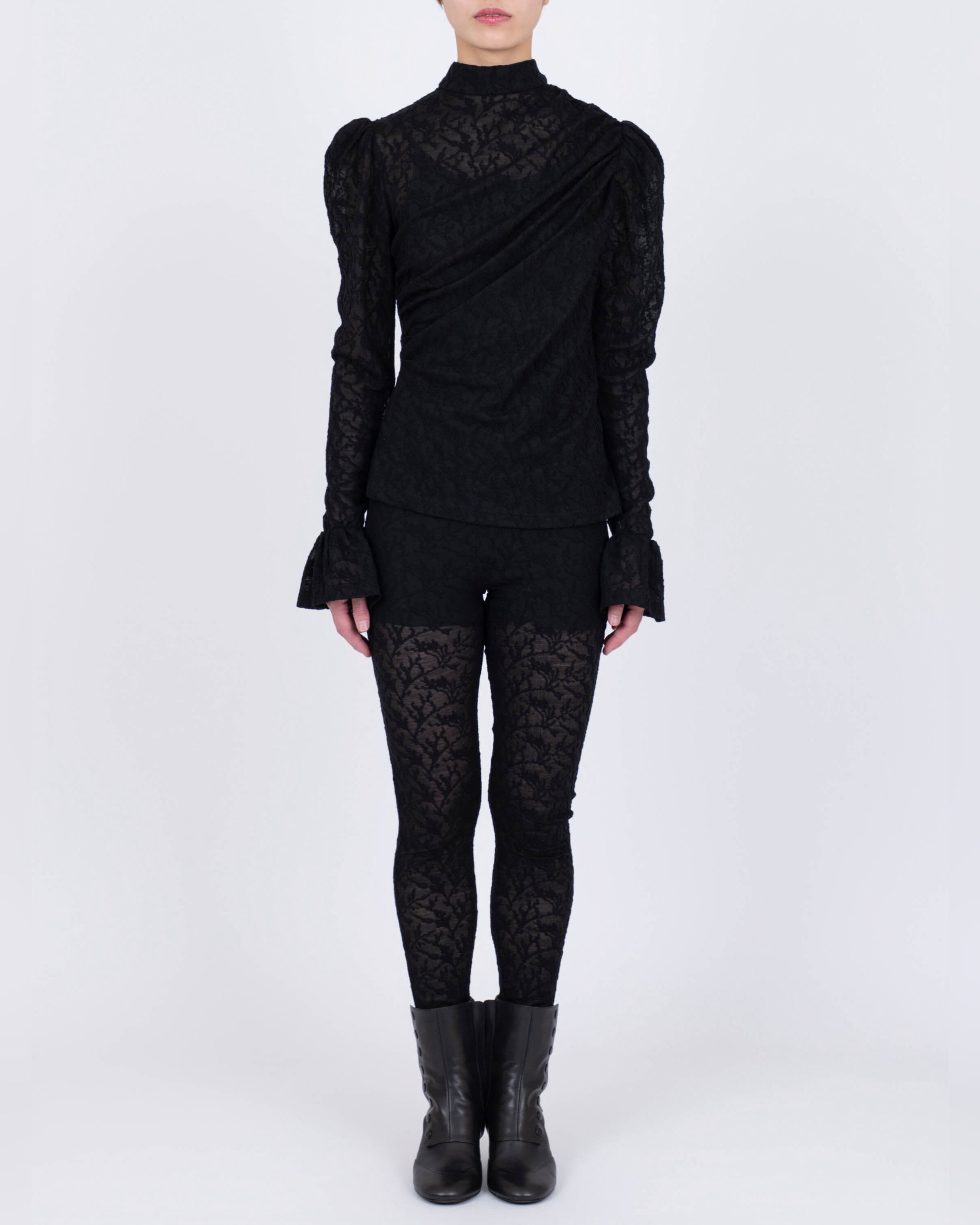 VIVIANO】Jacquard Drapé Top -Amanojak.