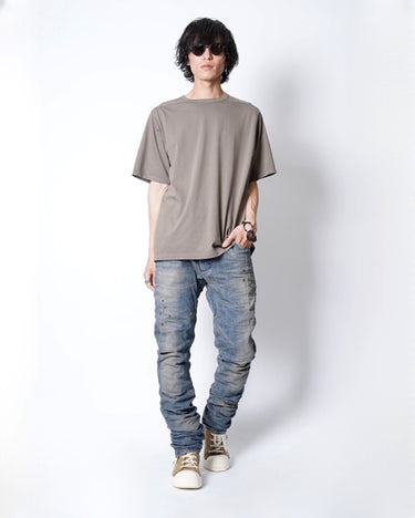【BORIS BIDJAN SABERI】<br>"P13" FKU100002<br>DENIM PANTS<br>ACID DYED<br>RIPPED BODY MOLDED