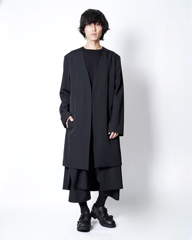[Yohji Yamamoto POUR HOMME]<br>WOOL GABARDINE NO COLLAR JACKET