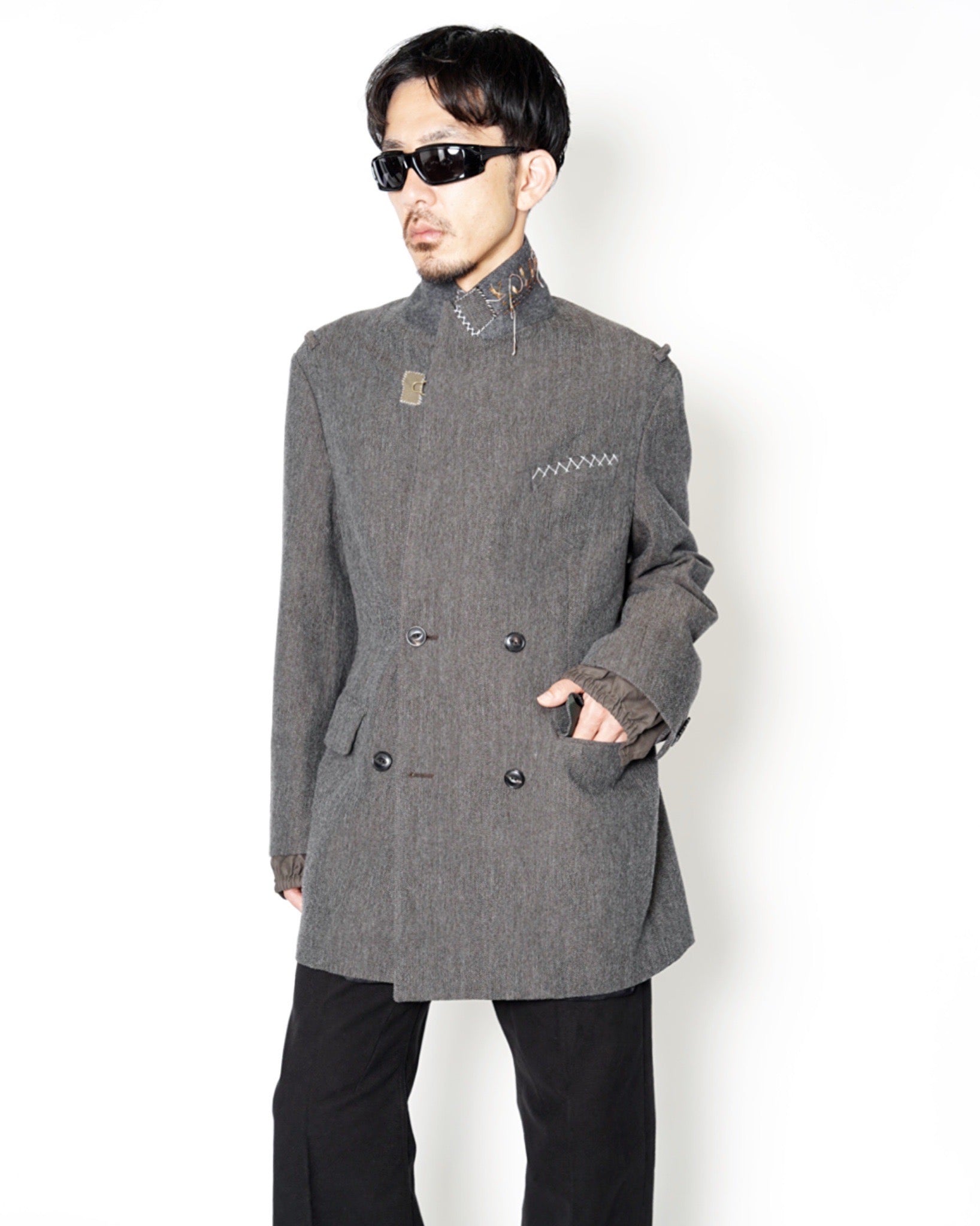 ジャケット・アウター handmade big collar coat カシミヤ混ピンヘッドジャケット【セットアップ可/ビジネス対応