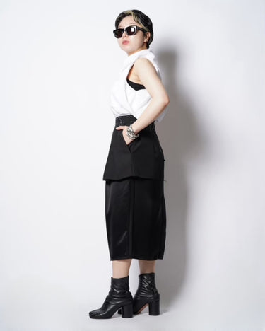 【Maison Margiela 1,10】<br>DECONSTRUCTED<br>SILK LINING WOOL SKIRT