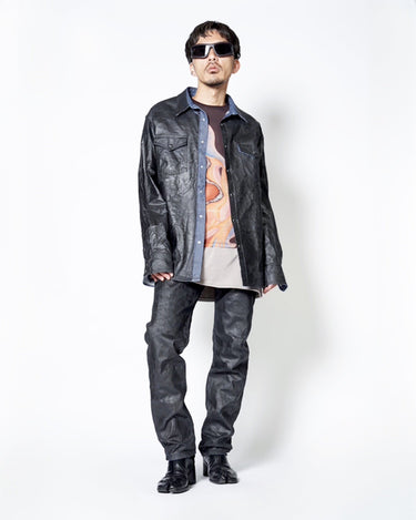 [MM6]<br>Synthetic Leather<br>Knee TUCK PANTS