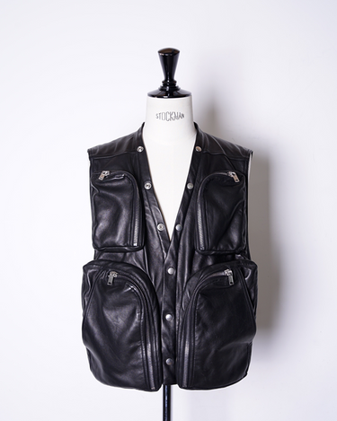 リックオウエンス　メンズレザー&ラムファーベストMサイズ Rick Owens レザー Vネックベスト | ブラック | FARFETCH JP