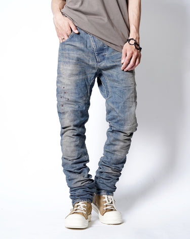 【BORIS BIDJAN SABERI】<br>"P13" FKU100002<br>DENIM PANTS<br>ACID DYED<br>RIPPED BODY MOLDED