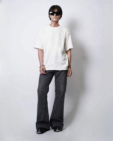【TAAKK】<br>TAPE EMBROIDERED T-SHIRT