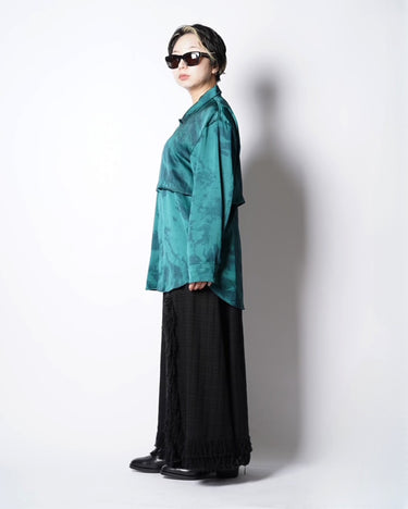 【08sircus】<br>ビンテージサテン<br>ハーフトーン<br>レイヤードシャツ