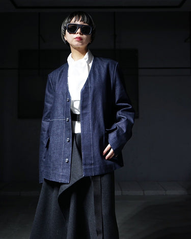 【TANAKA】<br>NO COLLAR JEAN JACKET (UNISEX)