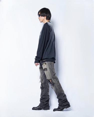 【KAMIYA】<br>"THE DARKNESS WILL DISAPPEAR" Docking Long-Sleeve T-shirt