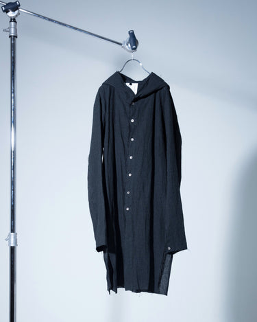 受注生産アイテム<br>期間限定受注受付中(9/11～9/13まで)<br>【prasthana】<br>rudiment hooded shirt:tall (linen/cotton 千鳥格子)