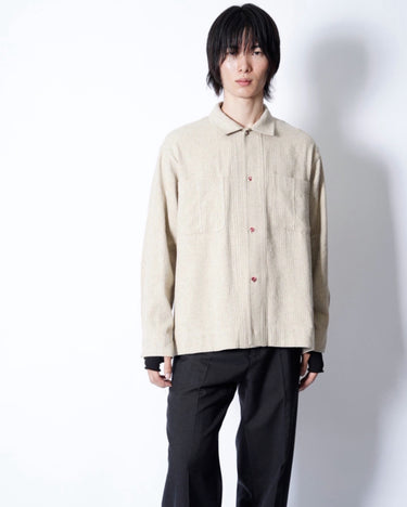 【AVIVA JIFEI XUE】<br>BOXY SHIRT (W/CERAMIC BUTTON) -HEMP/SILK FABRIC-