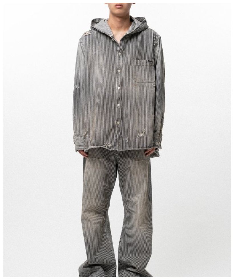 トップス KAMIYA Hooded Hickory Shirt KAMIYA】Hooded Hickory Shirt- Amanojak.