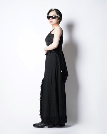 【08sircus】<br>Summer tweed<br>long slit<br>fringe skirt